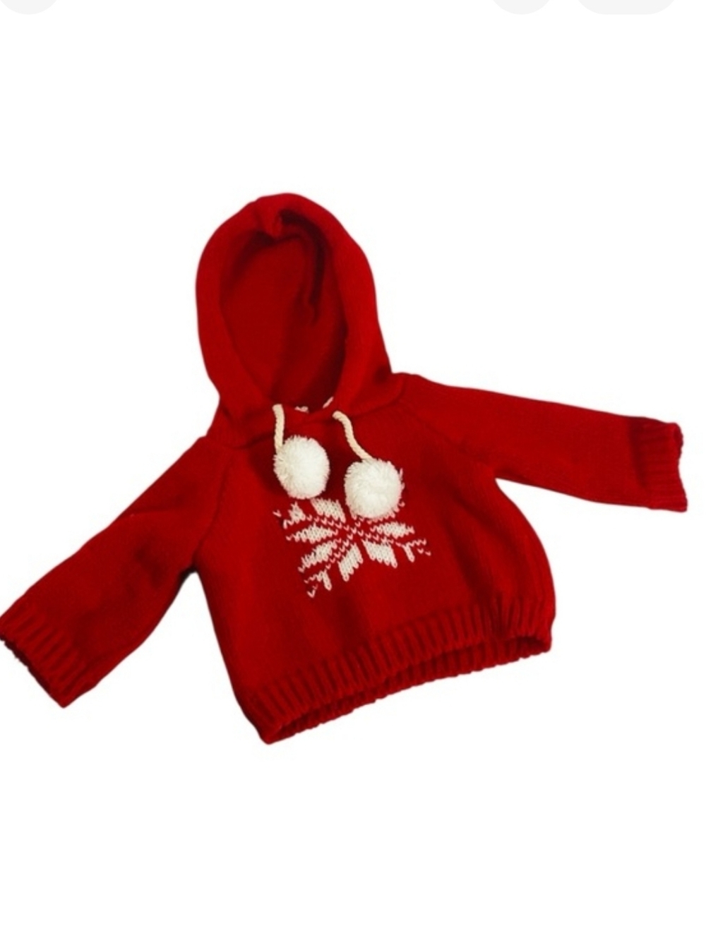 💚 Teddy Bear Red Hooded Sweater with Snowflake Design
